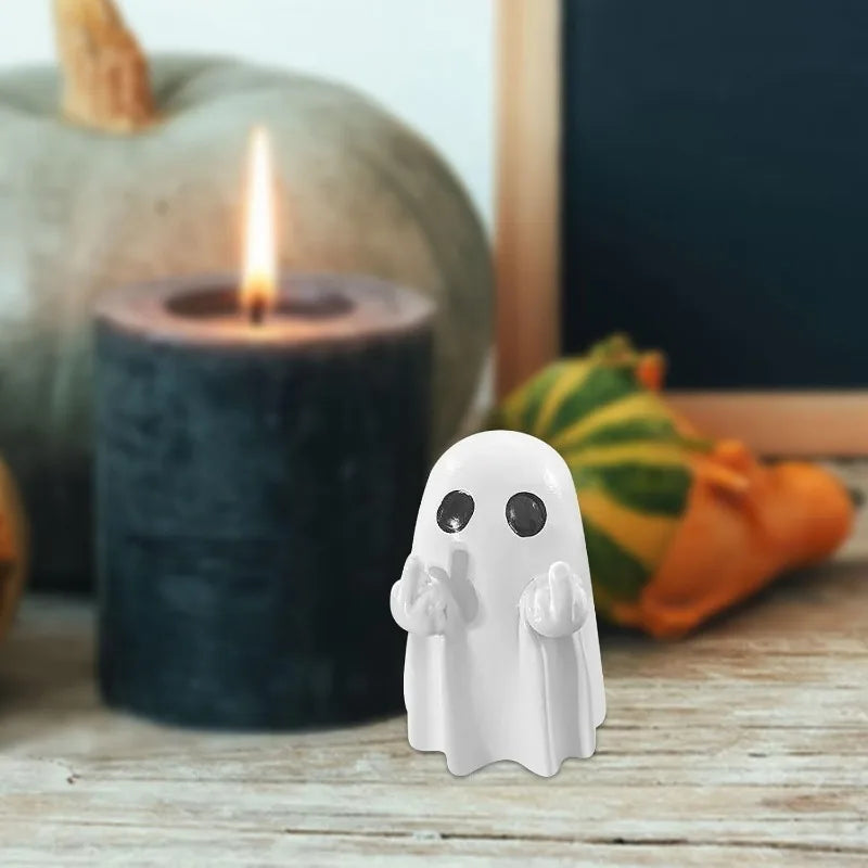 Halloween Ghost Figurine Cute Spooky Ghost Statue Funny Ghost Ornaments Halloween Decorations Indoor Home Office Desk Decor