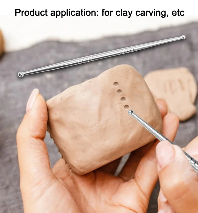 Stainless Steel Soft Pottery Clay Carved Tools Double Head Sculpture Pottery Model Tool DIY