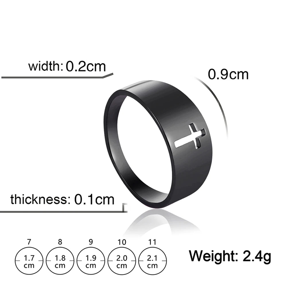 Gothic Cross Couple Rings Stainless Steel Silver Color COOLTIME Jesus Cross Finger Ring for Men Women Punk Jewelry Wedding Gift - Premium rings from Lizard Vigilante - Just $14.99! Shop now at Lizard Vigilante