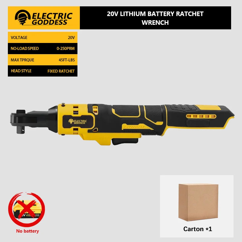 Electric Goddess 20V Cordless Ratchet Wrench – Precision Impact Torque Power Tool for DIY Champions, Compatible with Dewalt Batteries - Premium wrench from Lizard Vigilante - Just $88.88! Shop now at Lizard Vigilante