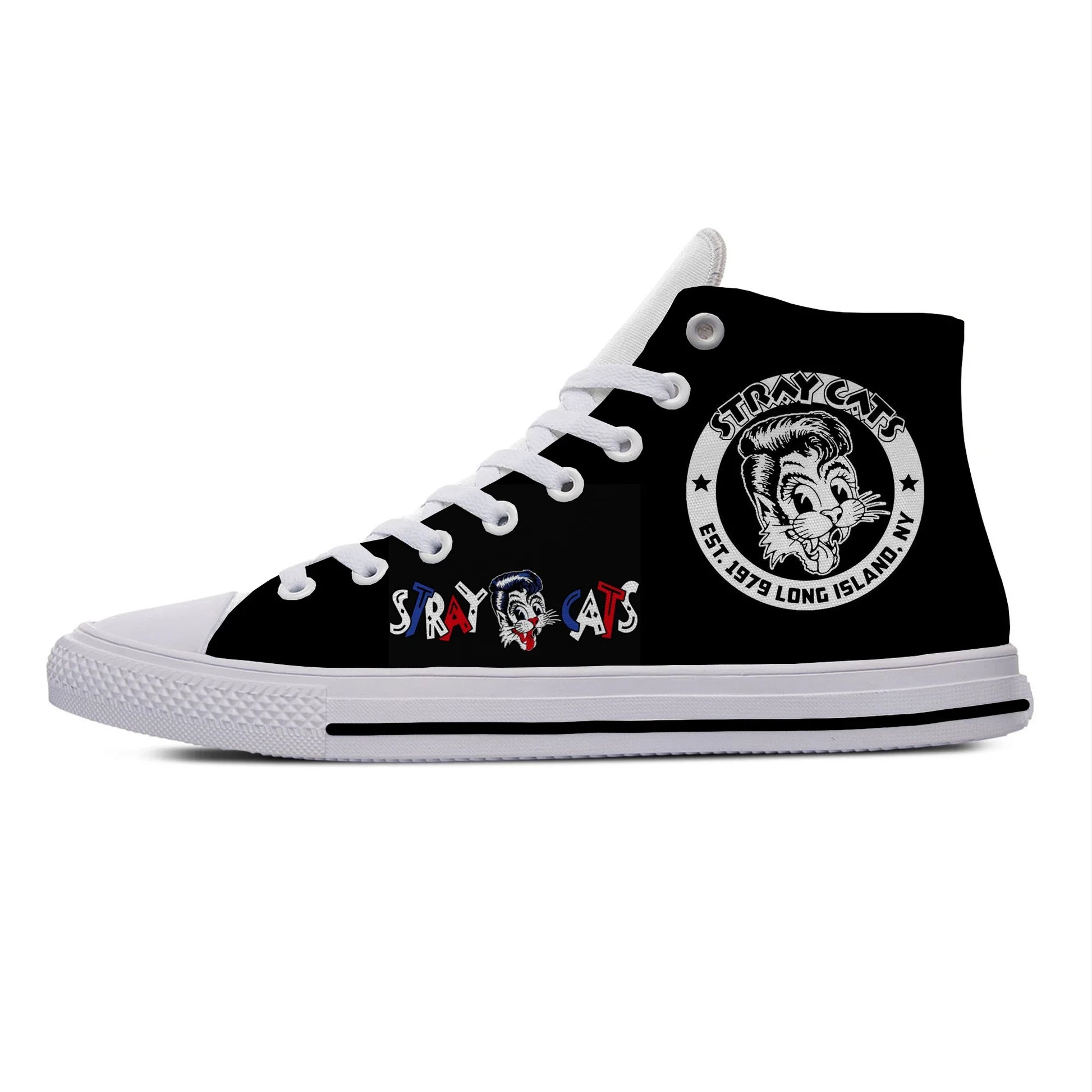 Hot Cats High-Top Canvas Sneakers | Lightweight, Breathable Animal Print Shoes for Men & Women | Stray-Inspired Casual Cool - Premium Sneakers from Lizard Vigilante - Just $24.99! Shop now at Lizard Vigilante