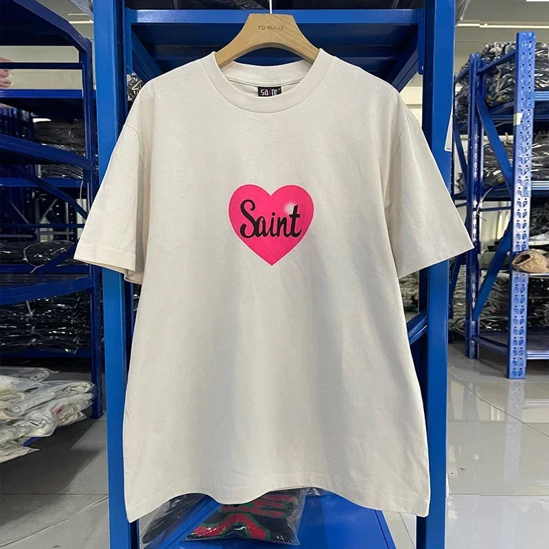 Men Women High Street Vintage Washed Black T-Shirt Top Quality Cototn TEE 3D Cracked Letters Logo Print Saint T Shirt With Tags - Premium  from Lizard Vigilante - Just $64.99! Shop now at Lizard Vigilante