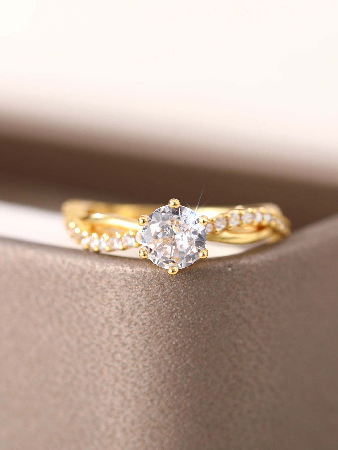 “MIDNIGHT PROMISE” 6-Claw CZ Engagement Ring – 925 Sterling Silver Gold Plated Band | Delicate Aesthetic Jewelry for Women by Huitan - Premium ring from dsers - Just $24.99! Shop now at Lizard Vigilante