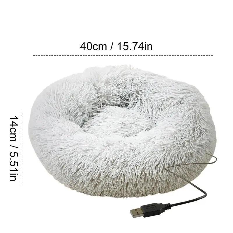 Round Dog Bed House Dog Mat Long Plush Cats Nest USB Heating Dog Basket Pet Cushion Soft Sleeping Pets Winter Warmth Supplies - Premium pet bed from Lizard Vigilante - Just $31.99! Shop now at Lizard Vigilante