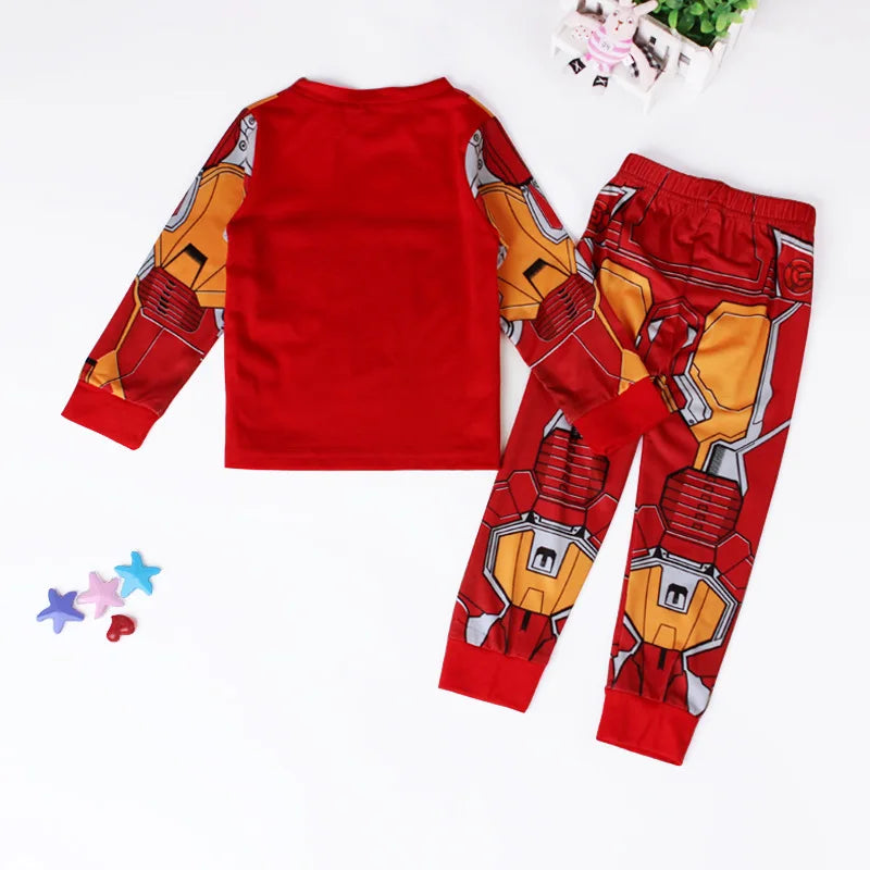 Avengers Superhero Pajama Set — Boys Long Sleeve Spider-Man & Iron Man Nightwear Cosplay Costume