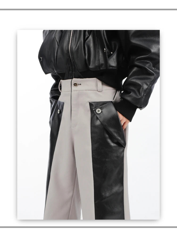 Patchwork Leather Combat Trousers – Mauroicardi Black & Toxic Green High-Waist Men’s Street Pant for Chaos & Club Damage - Premium pants from dsers - Just $159.99! Shop now at Lizard Vigilante