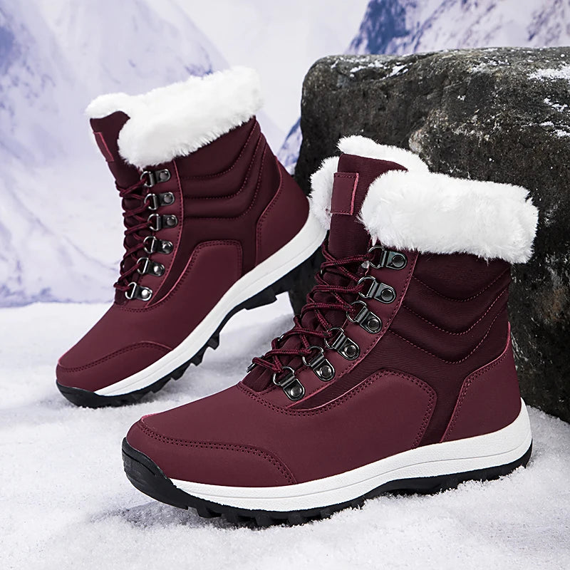 Velvet Throne High-Top Winter Snow Boots – Queen of Warmth Waterproof Hiking Kicks for Winter Wanderlust - Premium boots from Lizard Vigilante - Just $71.08! Shop now at Lizard Vigilante