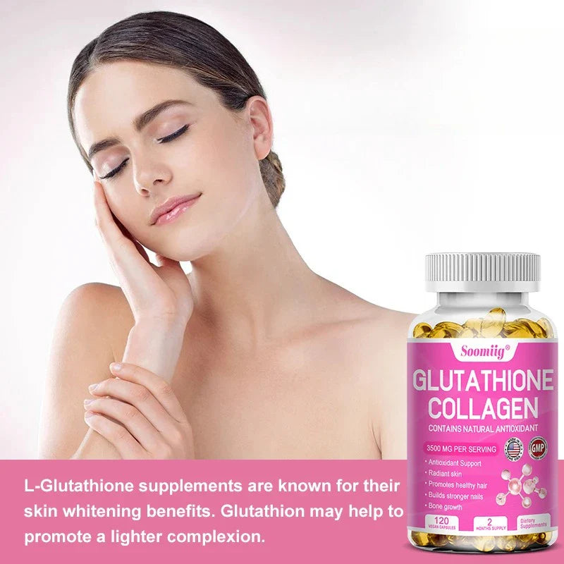 Glutathione Collagen Capsules, Skin Brightening & Anti-Aging, Supports Hair, Skin & Nail Health, NON-GMO, Glutathione Supplement