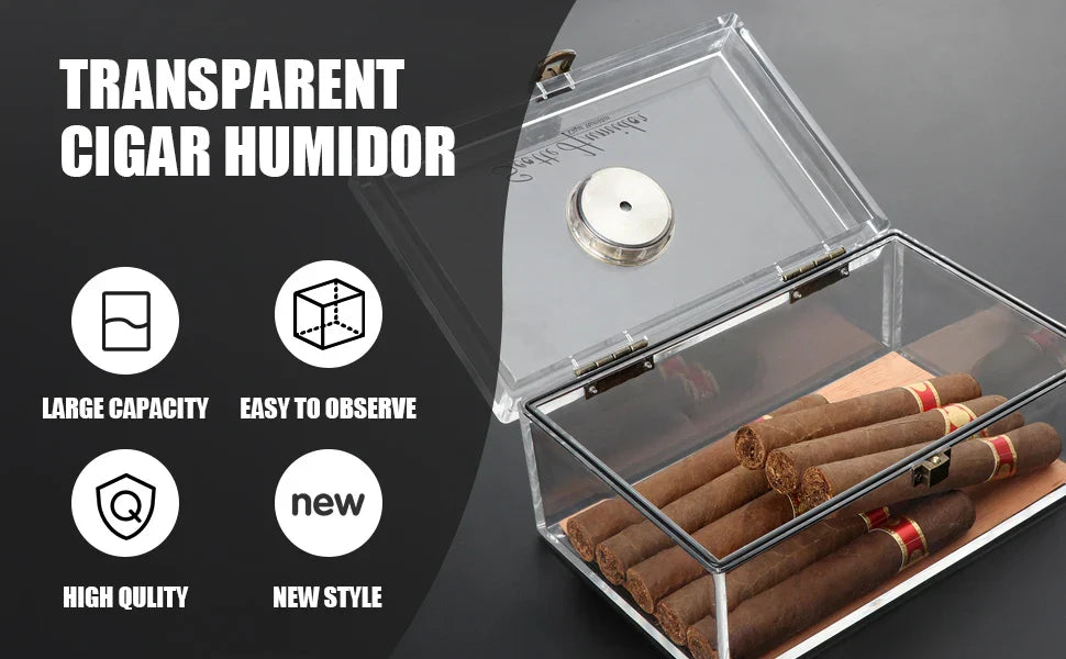 Scotte Cigar Case Humidors Acrylic Cigar Box Hygrometer Humidifier Hold 20 Cigars Include Cigar Cutters Cigar Punch Accessories