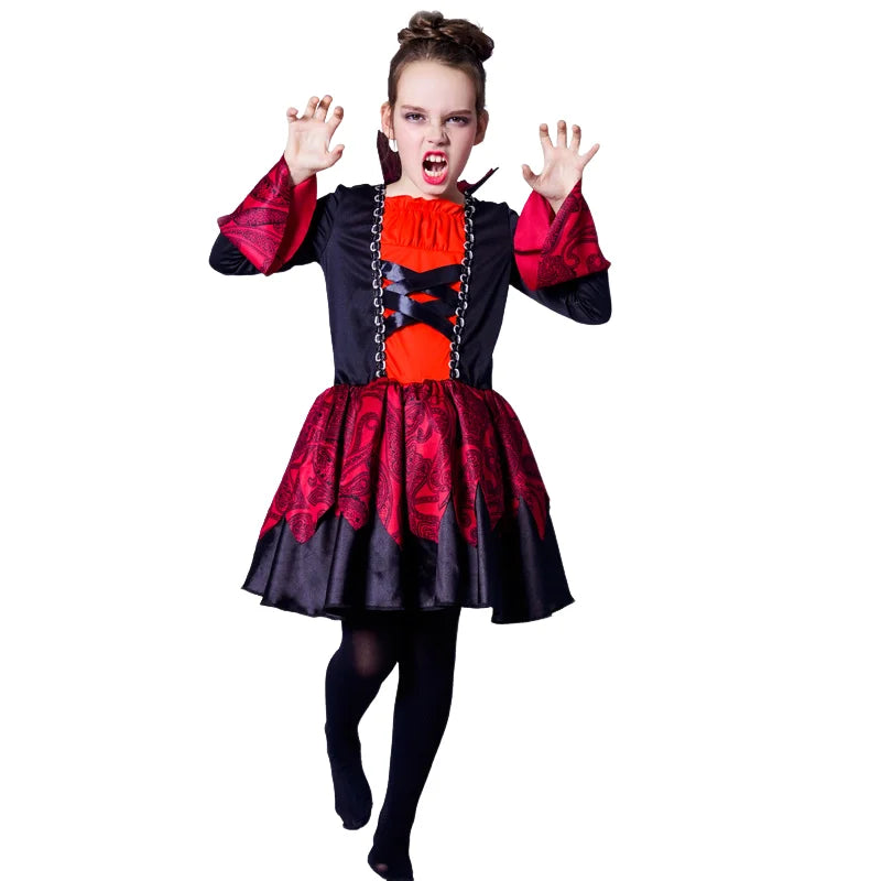 Halloween Children Vampiress Cosplay Costume Holiday Party Funny Dress Set Girl Red Cute Costume Party Stage Performance Clothes - Premium Cosplay Costumes from Lizard Vigilante - Just $36.88! Shop now at Lizard Vigilante