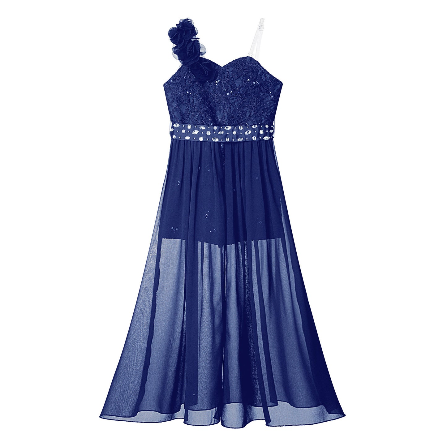 Girls Elegant Party Dress – Sequin Beaded Asymmetrical Gown with Lace Chiffon Overlay, Birthday, Wedding, Prom Pageant Dress - Premium dress from Lizard Vigilante - Just $34.99! Shop now at Lizard Vigilante