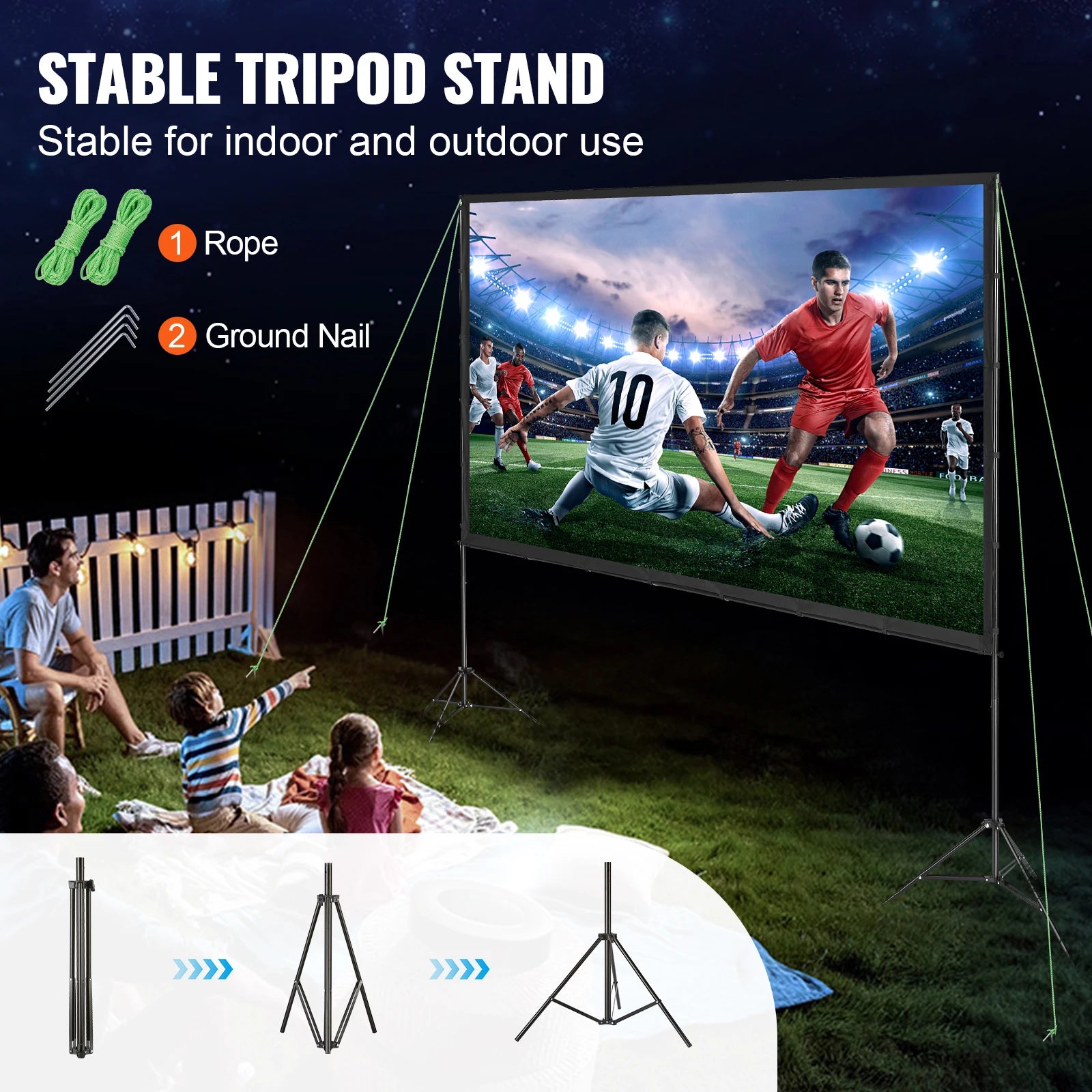 VEVOR Projector Screen with Stand 120/150 inch 4K 1080 HD Outdoor Movie Screen for Home Theater Cinema Backyard Movie - Premium  from Lizard Vigilante - Just $102.99! Shop now at Lizard Vigilante