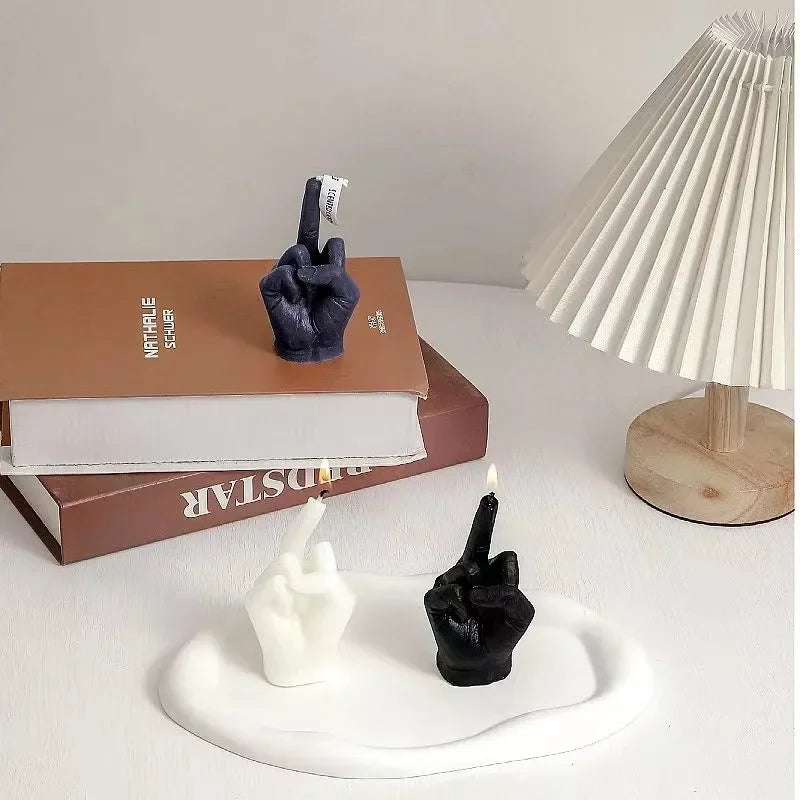 Creative Candles Middle Finger Shaped Gesture Scented Candles Niche Funny Quirky Gifts Home Decoration Ornaments Birthday Gifts