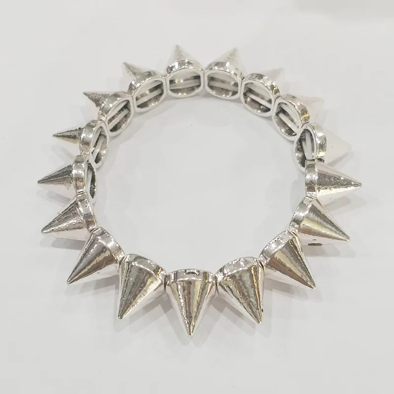 Punk Spiked Elastic Bracelet – Riveted Stretch Metal Bangle for Women, Hip Hop Party Fashion Jewelry - Premium bracelet from Lizard Vigilante - Just $19.88! Shop now at Lizard Vigilante