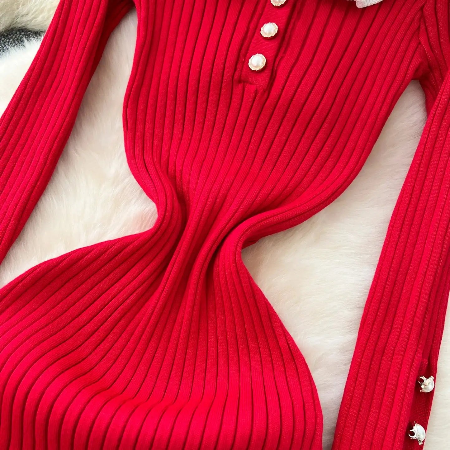 SINGREINY 2024 Hotsweet Slim Autumn Dress Women Peter pan Collar Long Sleeves Patchwork Preppy Style Mermaid Sweater Long Dress