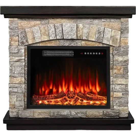 36-Inch Electric Fireplace with Mantel & 23-Inch Insert | Freestanding Heater & TV Stand with Remote Control Timer - Premium fireplace from Lizard Vigilante - Just $1091.08! Shop now at Lizard Vigilante