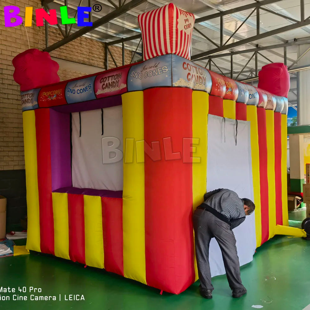 3M Inflatable Carnival Treat Shop – Portable Fast Food Cabin Booth, Foldable Concession Stand with Curtain - Premium  from Lizard Vigilante - Just $1500.99! Shop now at Lizard Vigilante