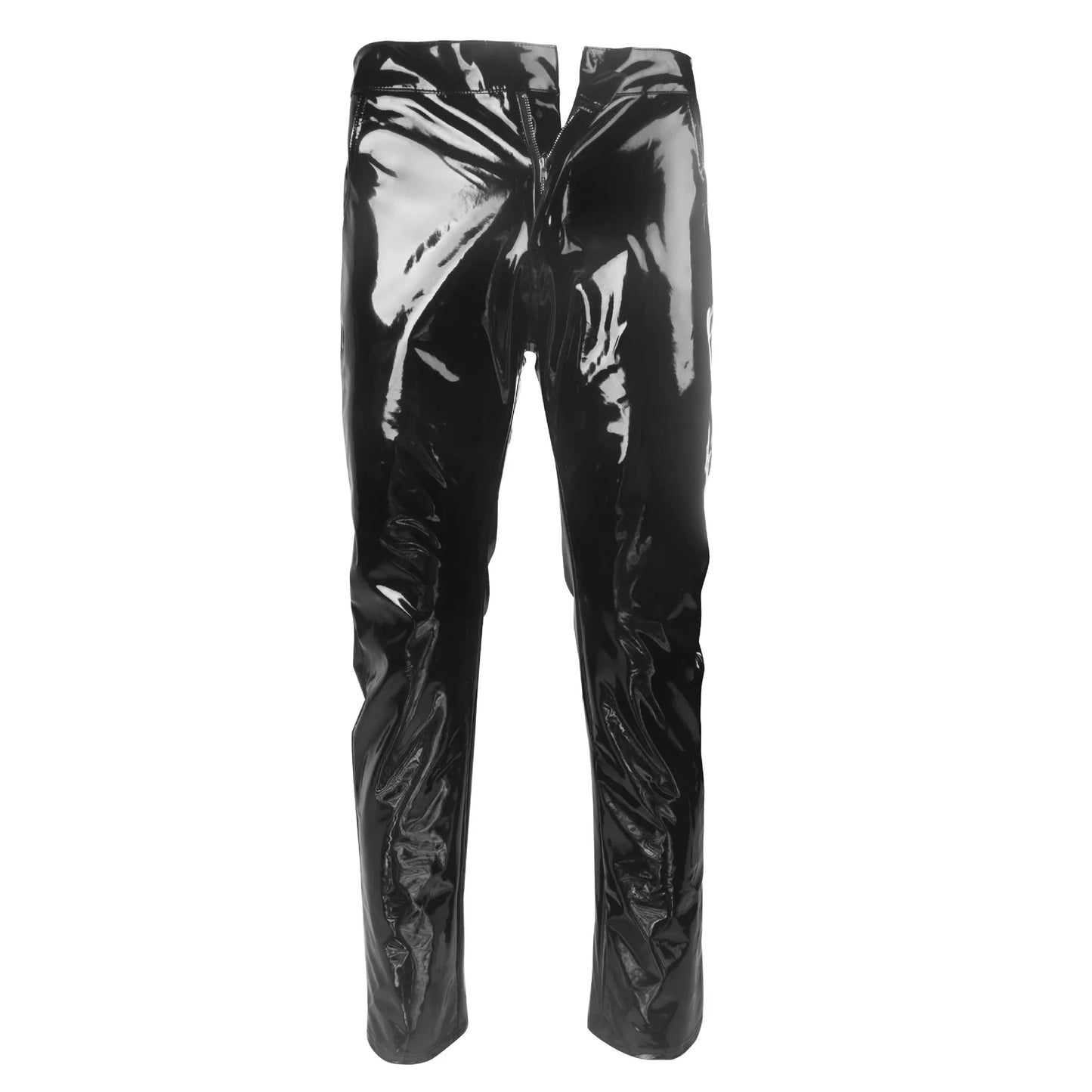 Men's Highlight Stick Patent Leather Trousers – Slim Fit Pencil Pants for Stage, Photography, and High-Impact Fashion - Premium pants from Lizard Vigilante - Just $27.99! Shop now at Lizard Vigilante