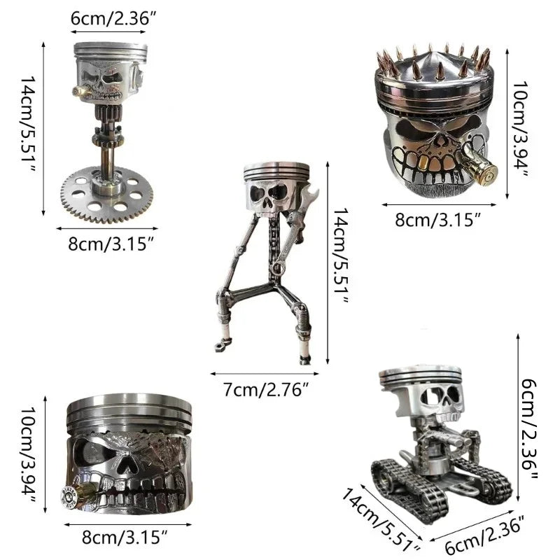 Carved Piston Skull Face Sculpture Resin Skull Artwork Statue Crafts Home and Office Personalised Desktop Decoration Ornaments