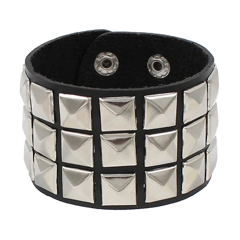 Punk Rivet Cuff Bracelet - Metal Edgy and Stylish - Premium Bracelet from Lizard Vigilante - Just $19.88! Shop now at Lizard Vigilante