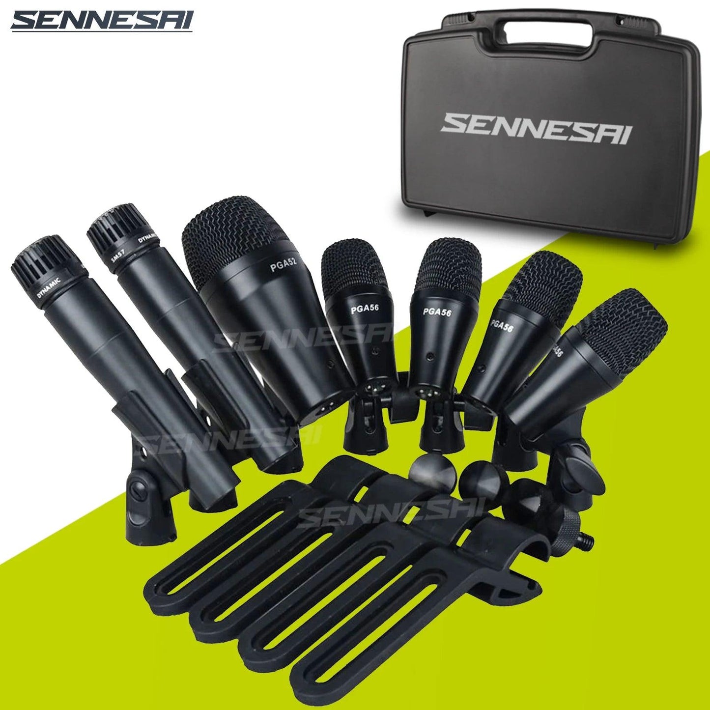 SENNE PG-DMK7 7-Piece Wired Dynamic Drum Microphone Kick Bass, Instrument Tom/Snare & Cymbals Mic Set With Box Use，Top Quality！ - Lizard Vigilante