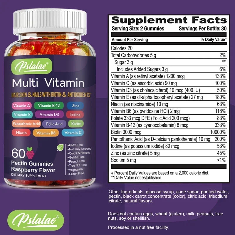 Multivitamin Gummies - Dietary Supplement for Improves Skin, Hair, Nails and Overall Health, Immunity, Enhances Energy Levels