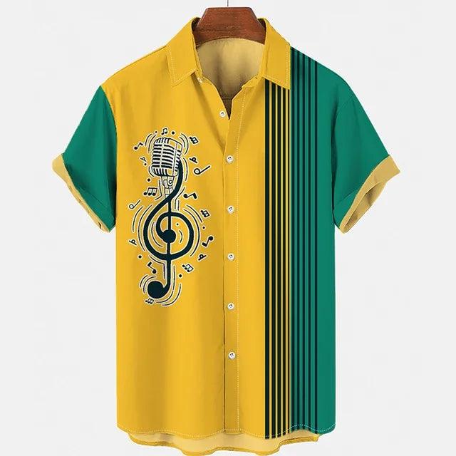 Summer Hawaiian Shirts For Men Colorful Music 3d Printed Rock Shirt Beach Short Sleeve Men's Shirt Casual Oversized Clothing Top - Premium hawaiian shirt from Lizard Vigilante - Just $27.99! Shop now at Lizard Vigilante