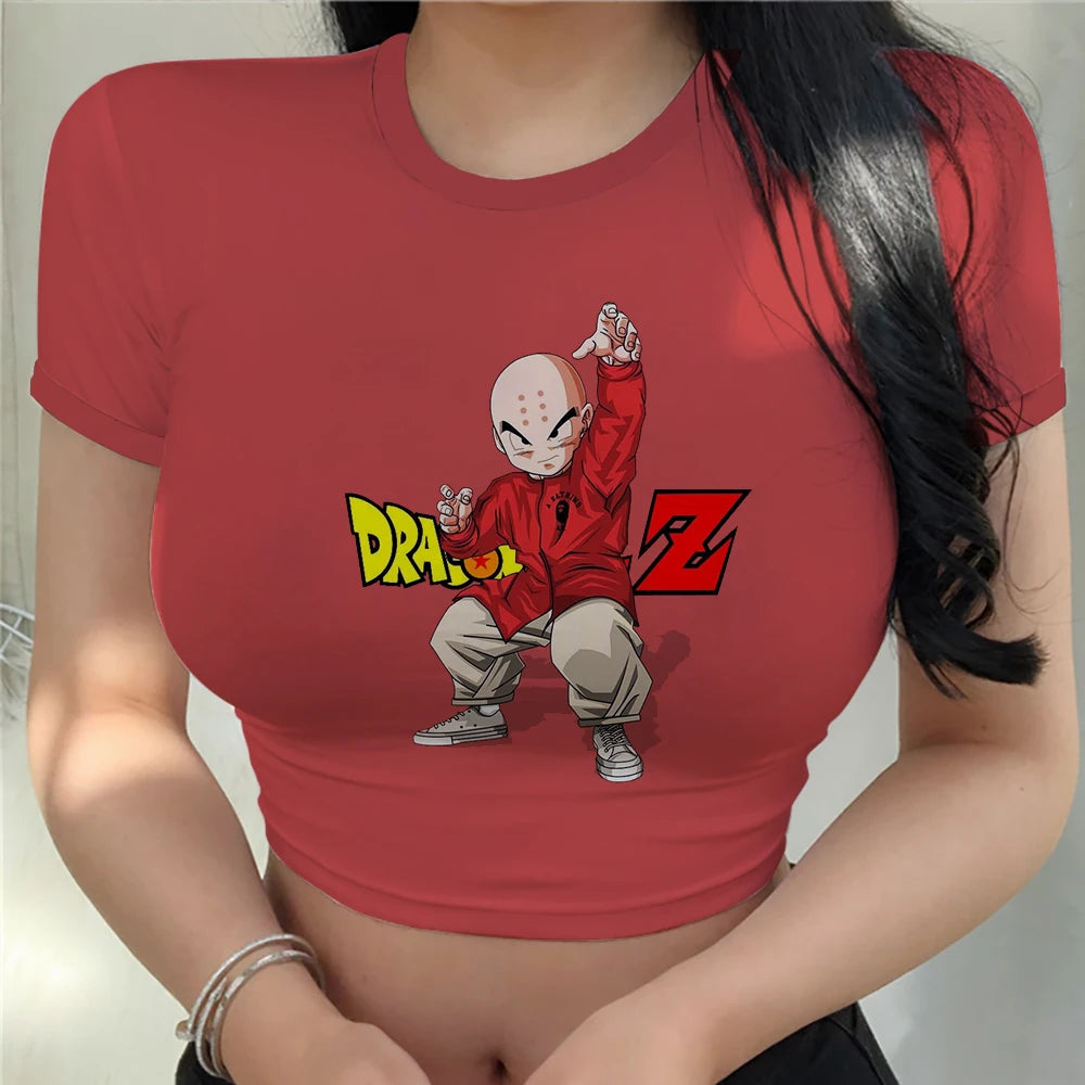 Dragonball Z Crop Top Tee Women Vegeta Anime Clothing Y2k Goku Fashion Tops Sexy Cool Harajuku Women's T-shirts Summer 2024 - Premium Crop Top from Lizard Vigilante - Just $23.88! Shop now at Lizard Vigilante