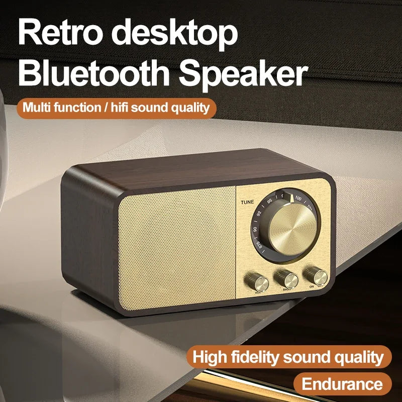Nostalgic Bluetooth Speaker Bluetooth Sound Retro Classic Speaker Retro Radio Wireless Bluetooth 5.0 Wooden Portable Subwoofer