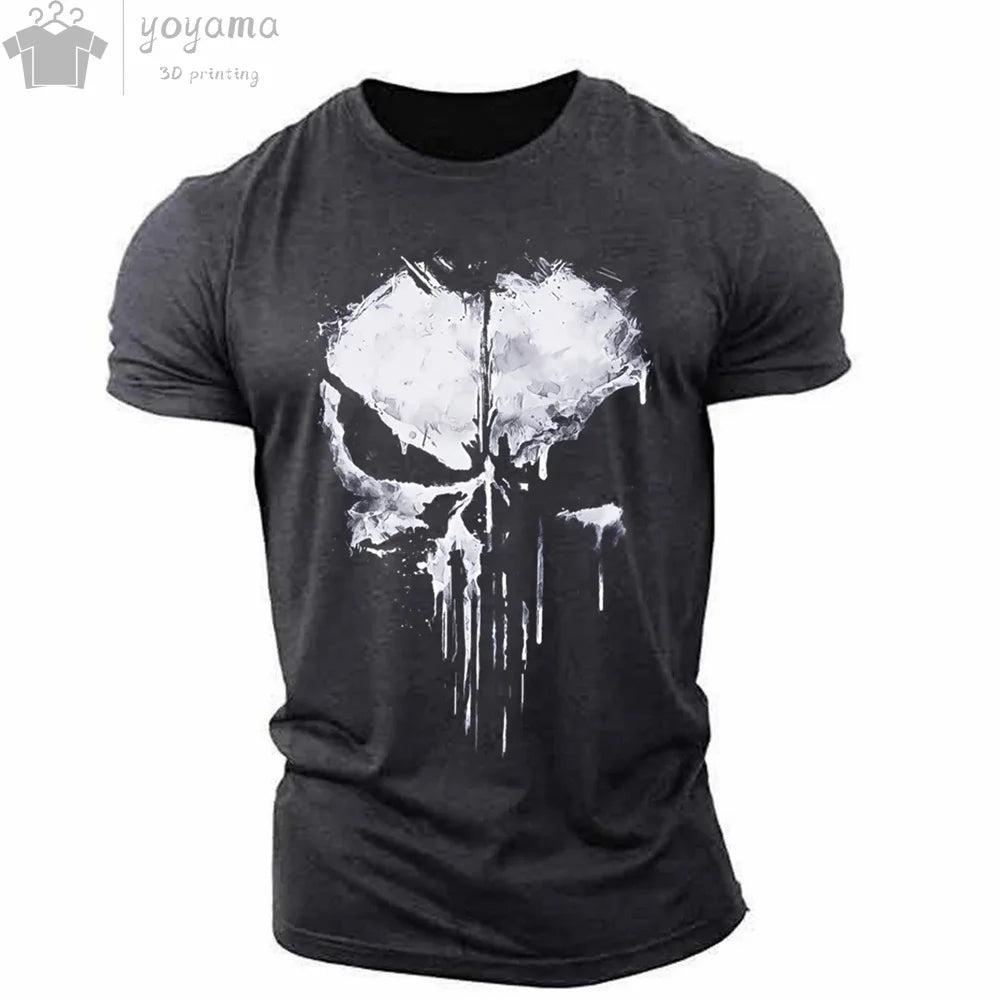 Men's T Shirt 3d Print Military Patriotic Skull O-Neck T Shirt Oversized T-Shirt Short-Sleeved Tee Sportswear Men's Clothing Top - Premium t-shirt from Lizard Vigilante - Just $23.88! Shop now at Lizard Vigilante