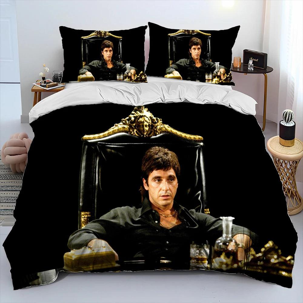 Scarface 1983 Movie Tony 3D Printing Comforter Bedding Set,Duvet Cover Bed Set Quilt Cover Pillowcase,King Queen Size Bedding Set Kid - Premium bed spread from Lizard Vigilante - Just $62.99! Shop now at Lizard Vigilante