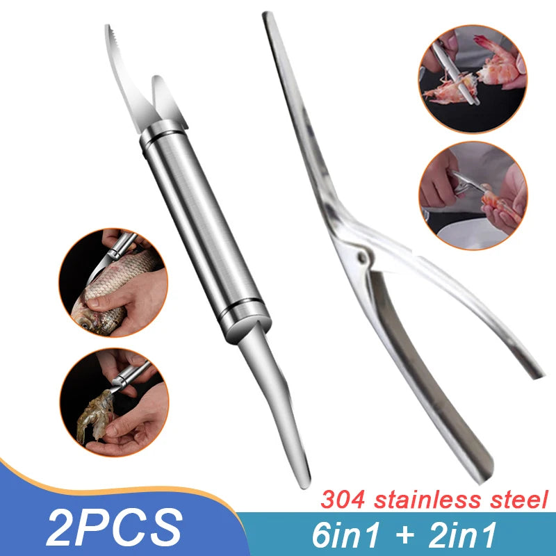 Stainless Steel Shrimp Peeler & Deveiner – 6-in-1 Multifunctional Seafood Peeling & Cutting Tool - Premium knives from dsers - Just $8.99! Shop now at Lizard Vigilante