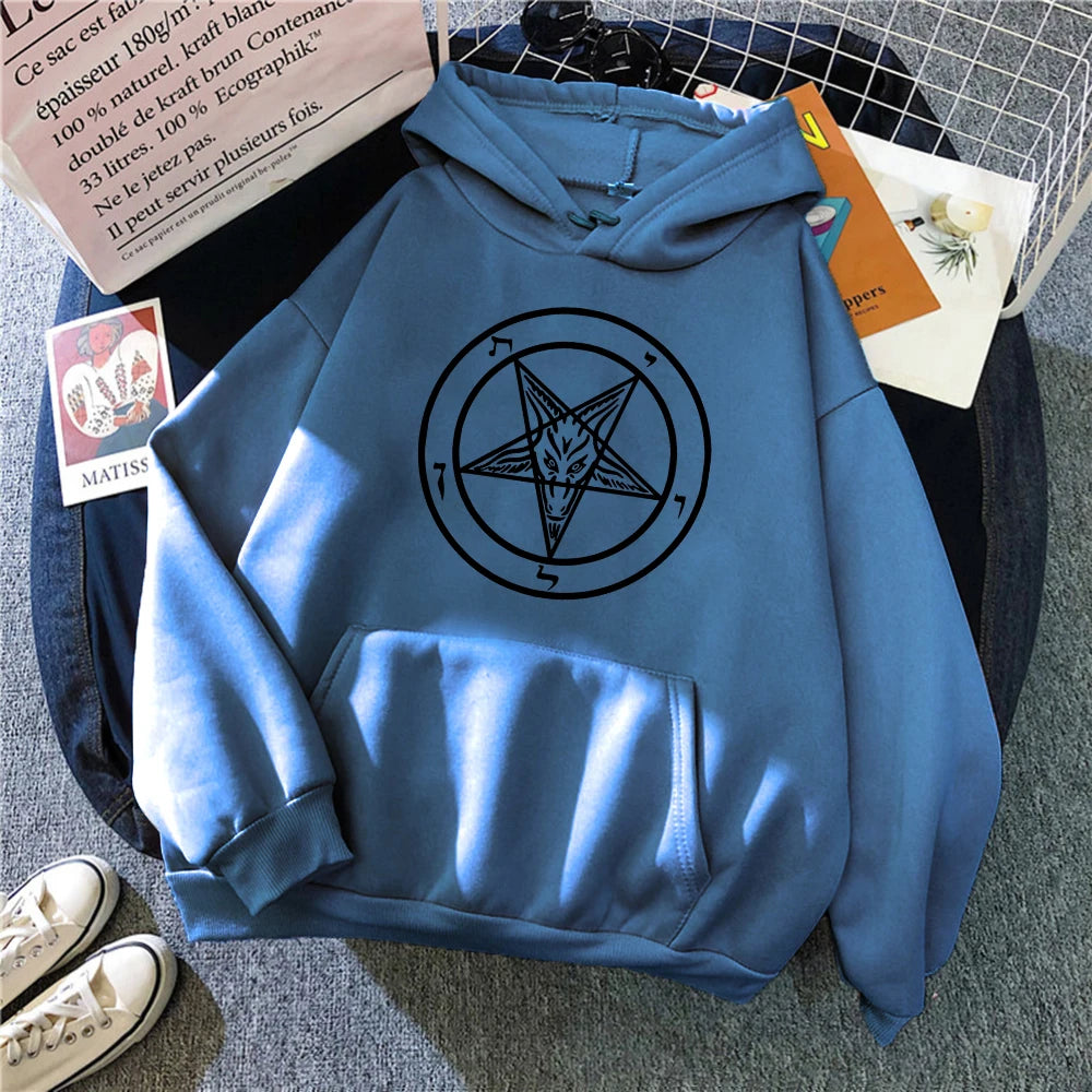 Pentagram Gothic Occult Satan Printed Women Hoodies All-match Street Style Female Pullover Casual Clothing Harajuku Unisex Tops - Premium hoodie from Lizard Vigilante - Just $39.99! Shop now at Lizard Vigilante