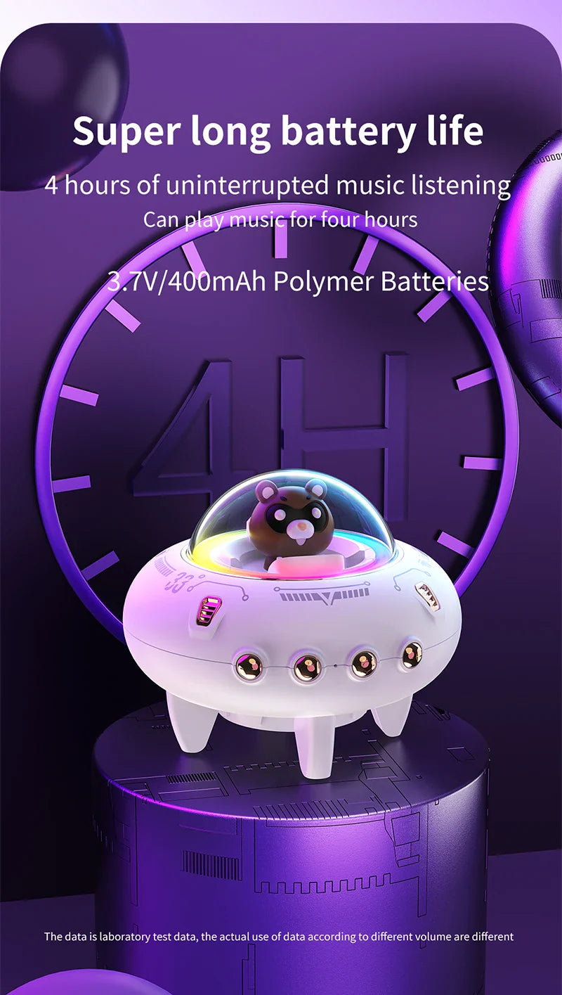 New Mini Computer Speaker Portable Bluetooth Speaker RGB LED Light UFO Spaceship Audio Wireless Speaker Best Gift Support TF