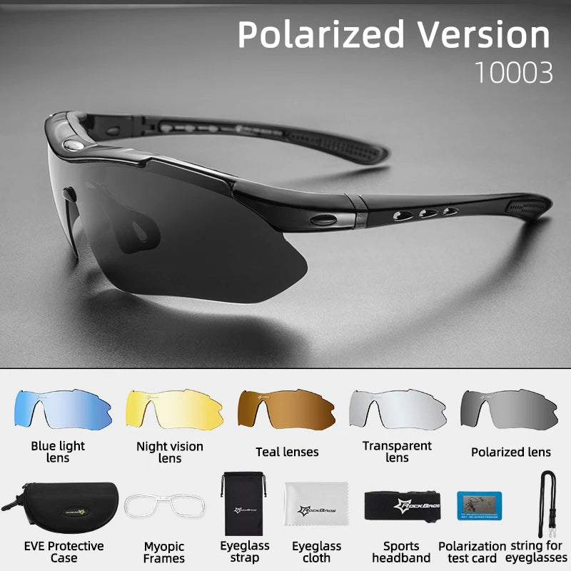 ROCKBROS Cycling Polarized SunGlasses MTB PC Goggles Bike Photochromic Outdoor Sports Sunglasses Eyewear 5/3 Lens Bicycle Accessory - Premium sunglasses from Lizard Vigilante - Just $42.99! Shop now at Lizard Vigilante