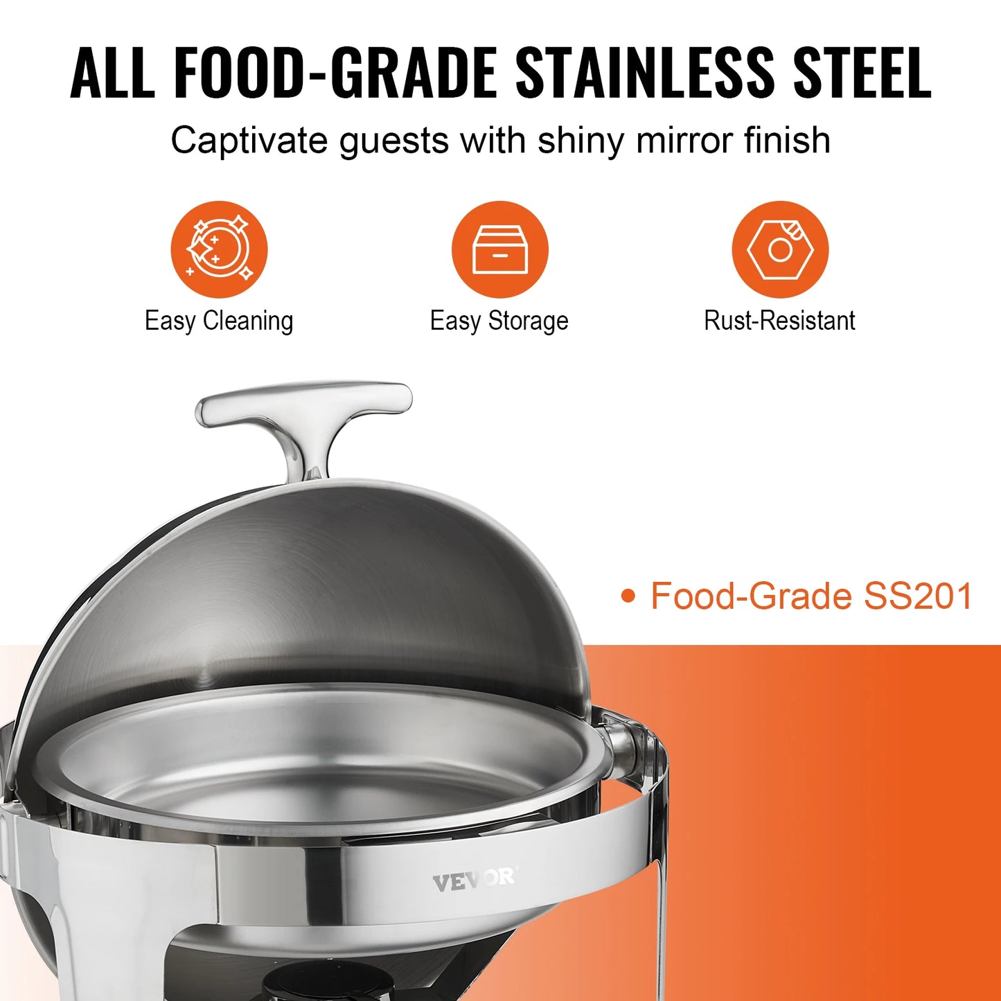 SucceBuy “Inferno Feast Duo” 6QT Roll Top Buffet Chafing Dish Set — Double Stainless Steel Catering Server for Banquets