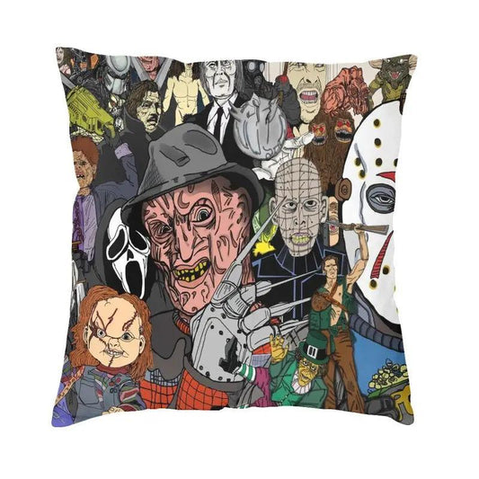 Square Pillow Case Horror Movies Collage Cushion Cover Sofa Home Decor Vintage Scary Film 45x45 - Premium Couch pillow from Lizard Vigilante - Just $17.99! Shop now at Lizard Vigilante