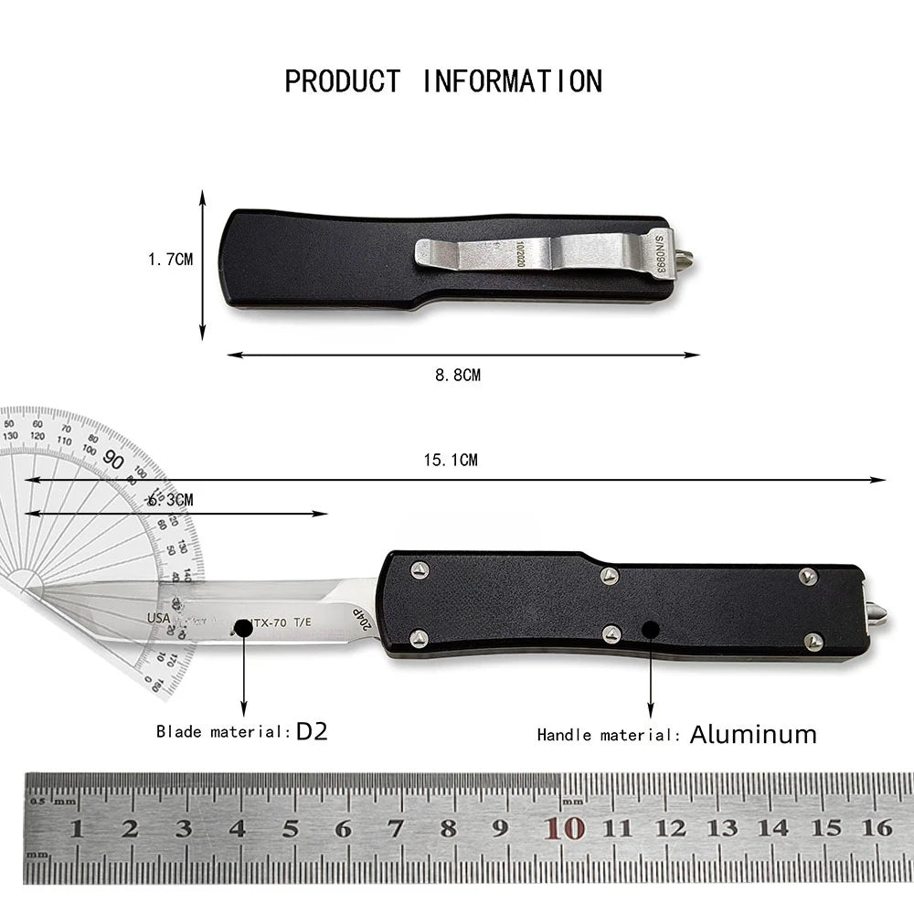 Lizard Vigilante UTX-70 EDC Tactical Folder — D2 Steel Survival Knife with Aluminum Grip & Nylon Sheath for Real-World Chaos