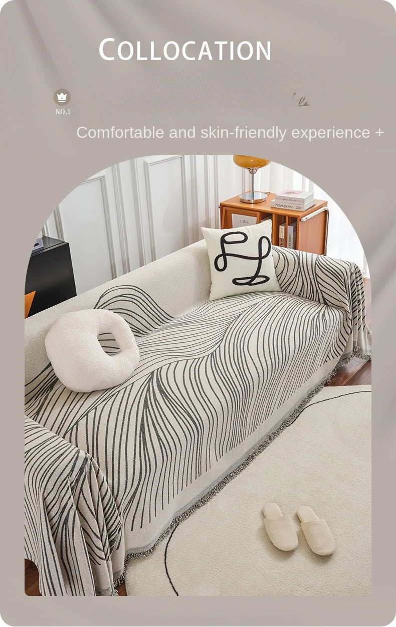 Nordic Throw Blanket – Heavy Stitch Geometric Sofa Tapestry for Home, Camp, and Chaos Nights