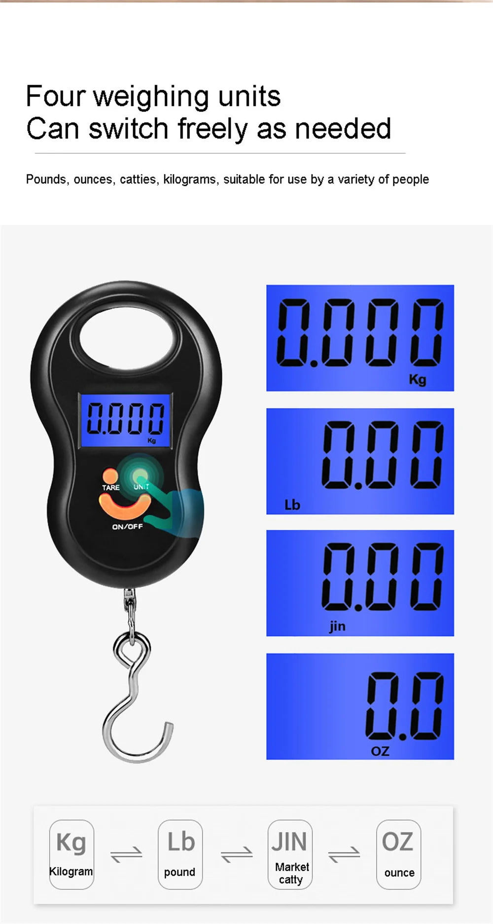 Portable 50kg Digital Hanging Scale with LCD Backlight – Ideal for Kitchen, Travel, Luggage, and Fishing - Premium scale from Lizard Vigilante - Just $15.99! Shop now at Lizard Vigilante