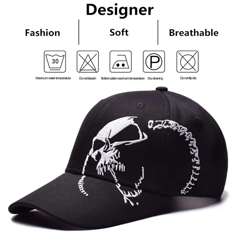 Unisex Skull Embroidery Baseball Cap – Adjustable Casual Hat for Outdoor Protection - Premium Baseball cap from Lizard Vigilante - Just $23.88! Shop now at Lizard Vigilante