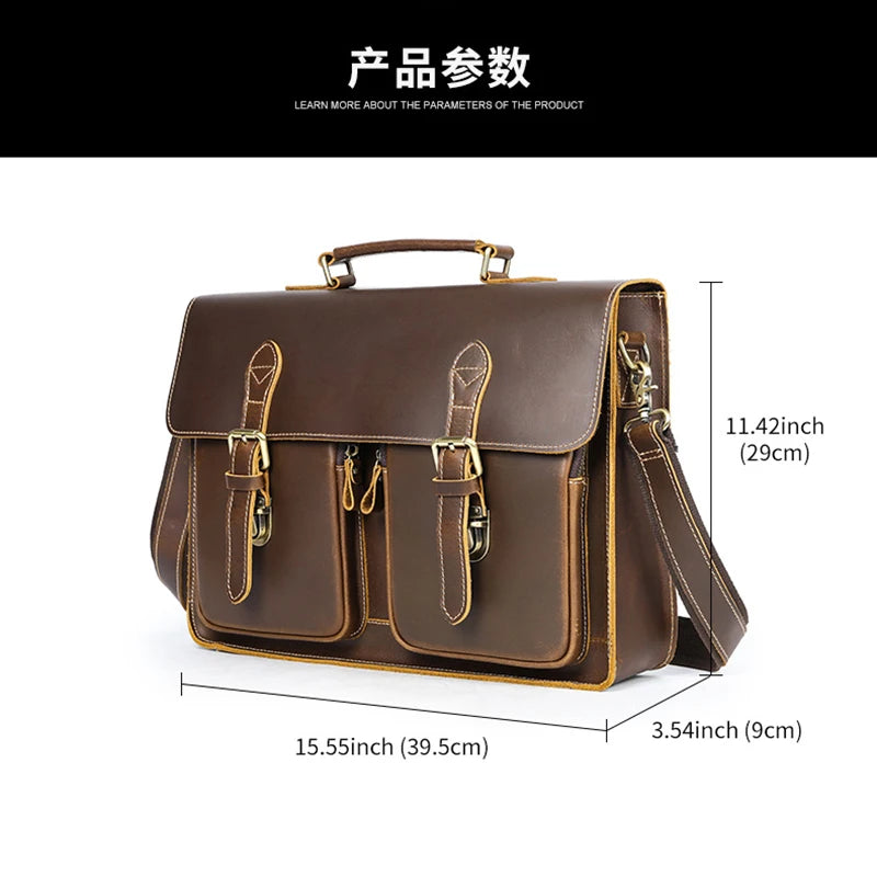 Vintage Leather Briefcase - Timeless Elegance and Durability - Premium handbag from Lizard Vigilante - Just $187.99! Shop now at Lizard Vigilante