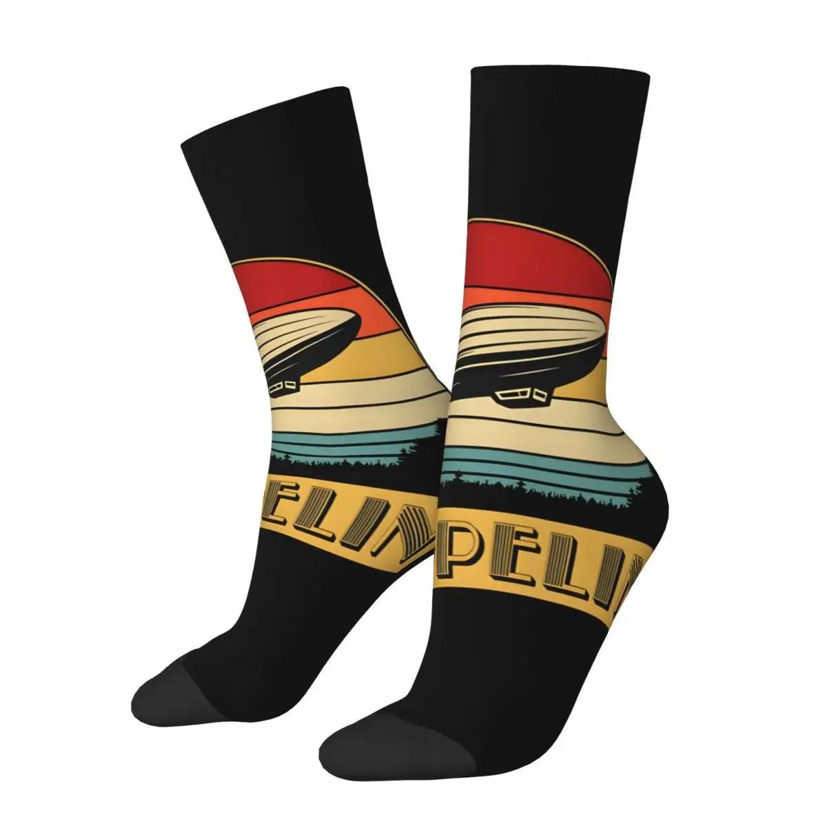 Vintage Cool Men's compression Socks Unisex Sleds Zeppelin Harajuku Pattern Printed Novelty Crew Sock - Premium socks from Lizard Vigilante - Just $14.99! Shop now at Lizard Vigilante