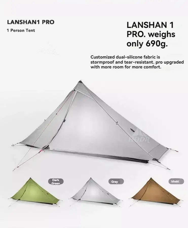 [HODR] 3F UL GEAR Lanshan 1 pro Tipi Tent Rodless Solo Ultralight 690g 20D Nylon Fabric Camping Season Tent Trekking Tents
