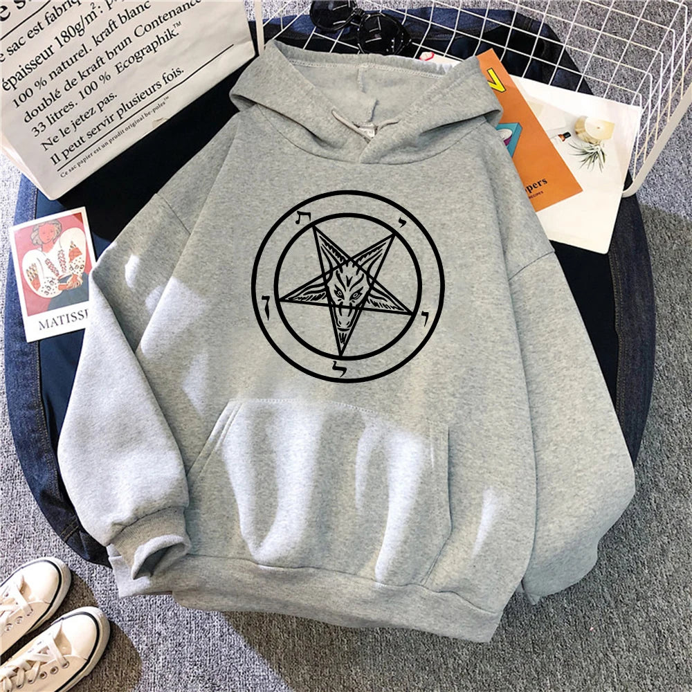 Pentagram Gothic Occult Satan Printed Women Hoodies All-match Street Style Female Pullover Casual Clothing Harajuku Unisex Tops - Premium hoodie from Lizard Vigilante - Just $39.99! Shop now at Lizard Vigilante