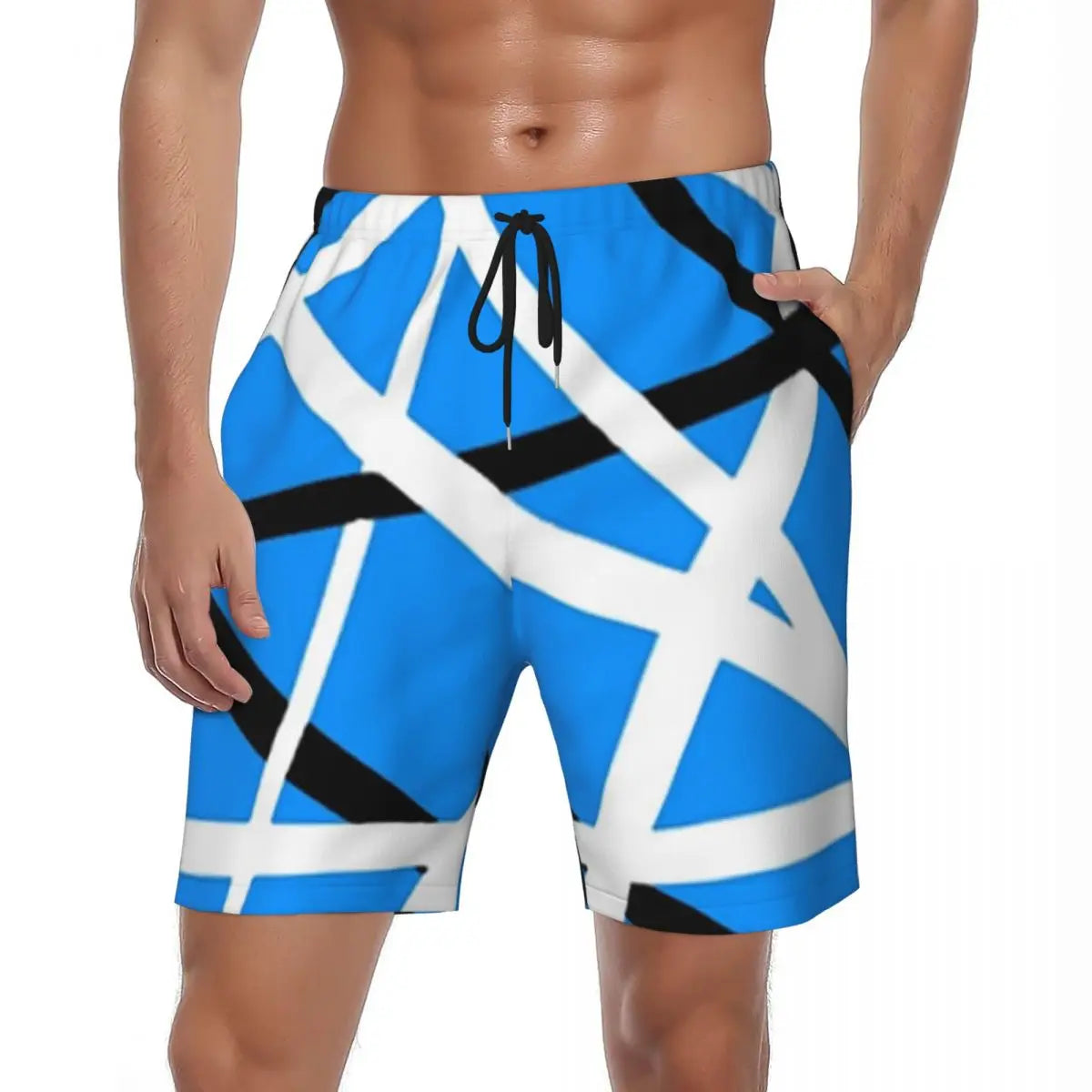 Van Halen Summer Stripes Gym & Swim Shorts – Fast-Dry Digital Print Board Shorts for Men’s Beach Adventures - Premium shorts from Lizard Vigilante - Just $38.88! Shop now at Lizard Vigilante