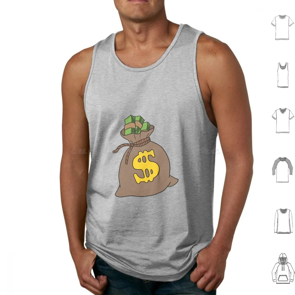 Money Bag Tank Top – 100% Cotton Rich Hustle Style with Bold Cash-Inspired Graphics for Trendsetting Men - Premium  from Lizard Vigilante - Just $28.88! Shop now at Lizard Vigilante