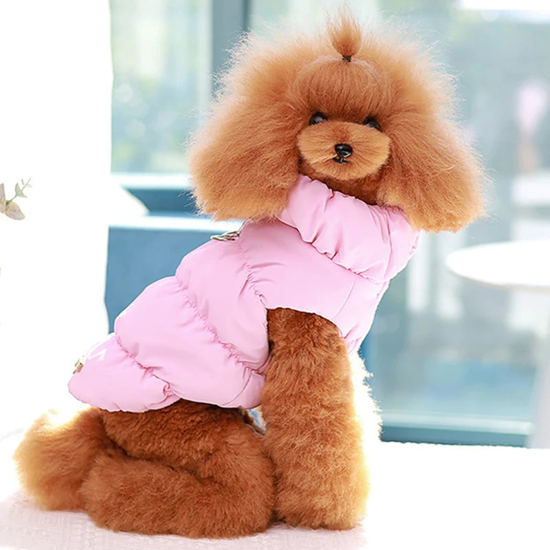 Padded Puppy & Cat Clothes with D-Rings – Winter Warm Dog Jacket for Small Dogs - Premium pet coat from Lizard Vigilante - Just $21.88! Shop now at Lizard Vigilante