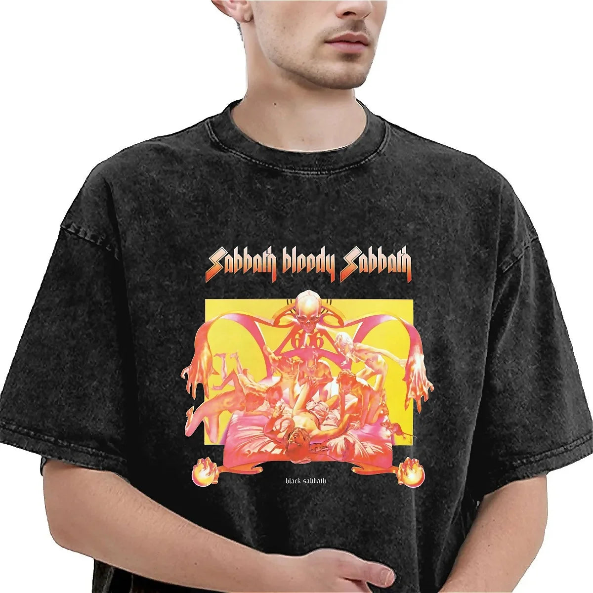 Black Tee Sabbath Streetwear T-Shirts Summer O Neck Harajuku Tee Shirt Oversized Tops - Premium T-Shirt from Lizard Vigilante - Just $25.99! Shop now at Lizard Vigilante