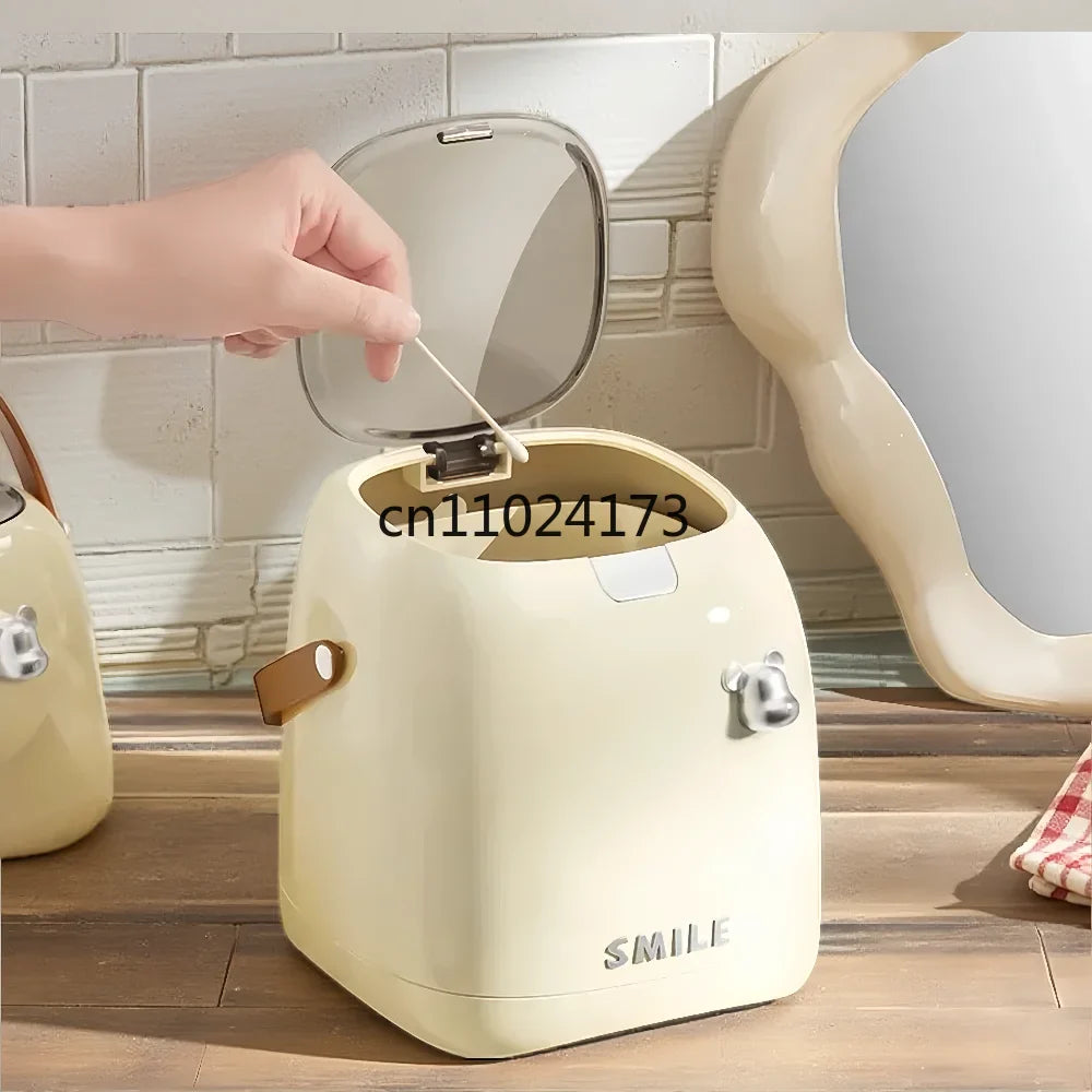 Beishan 2L Luxury Desktop Trash Can Small Waste Bin with Handle,Elegant Office/Bedroom/Living Room Garbage Bin Compact & Stylish